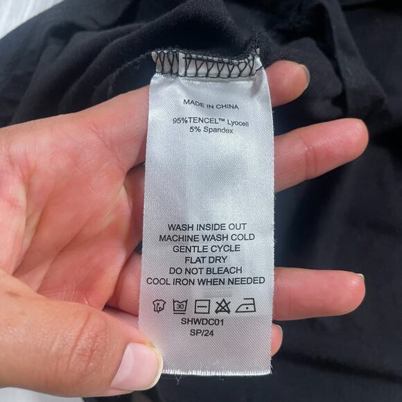 Quince Womens Large Tencel Jersey Fit & Flare Dress Black Basic Sleeveless - Picture 12 of 13